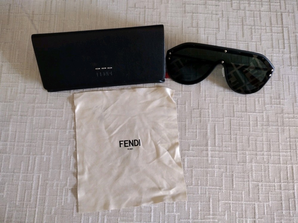 FENDI FFM0039/G/S 2M27Y BLACK GREY WOMEN SUNGLASSES W DUSTER CASE SHIELD ZUCCA