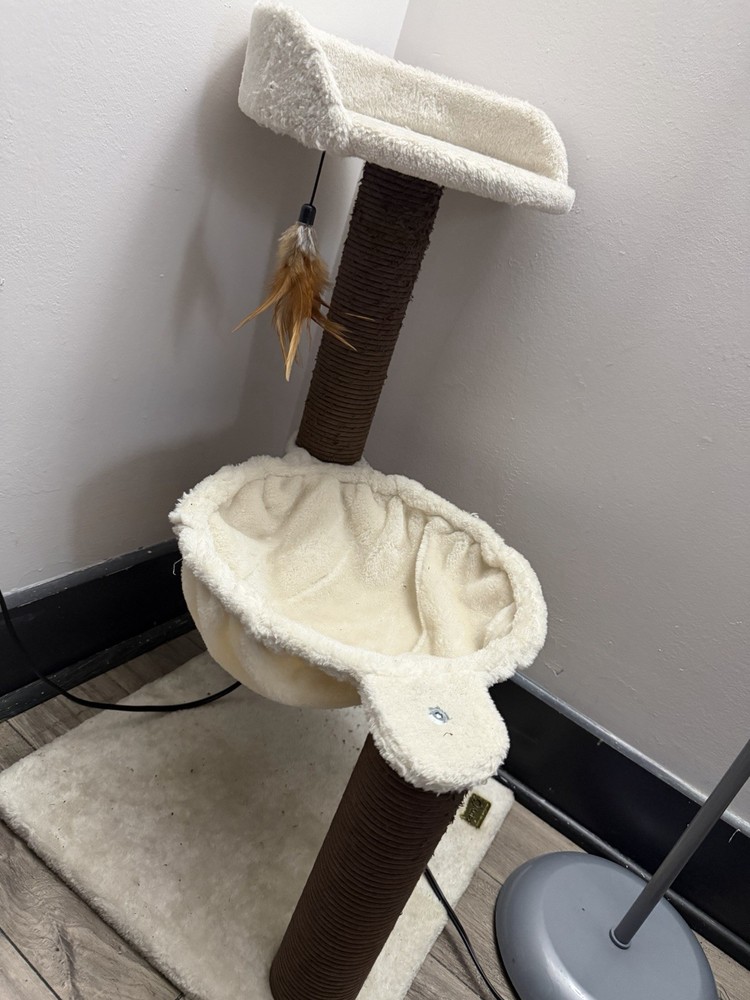 Cat Tree Tower with Scratching Posts, Condo, Platform, and Basket Used
