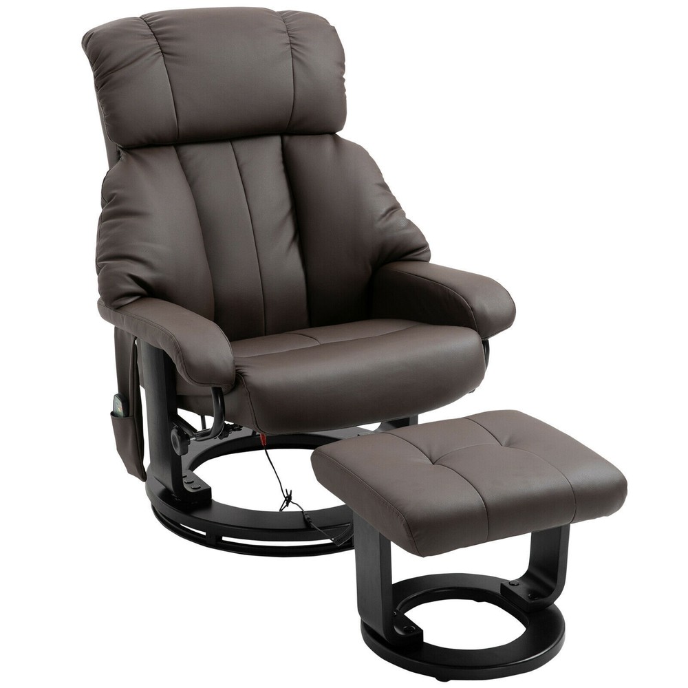 Massage Recliner Chair with Ottoman Swivel Vibration for Living Room Bedroom