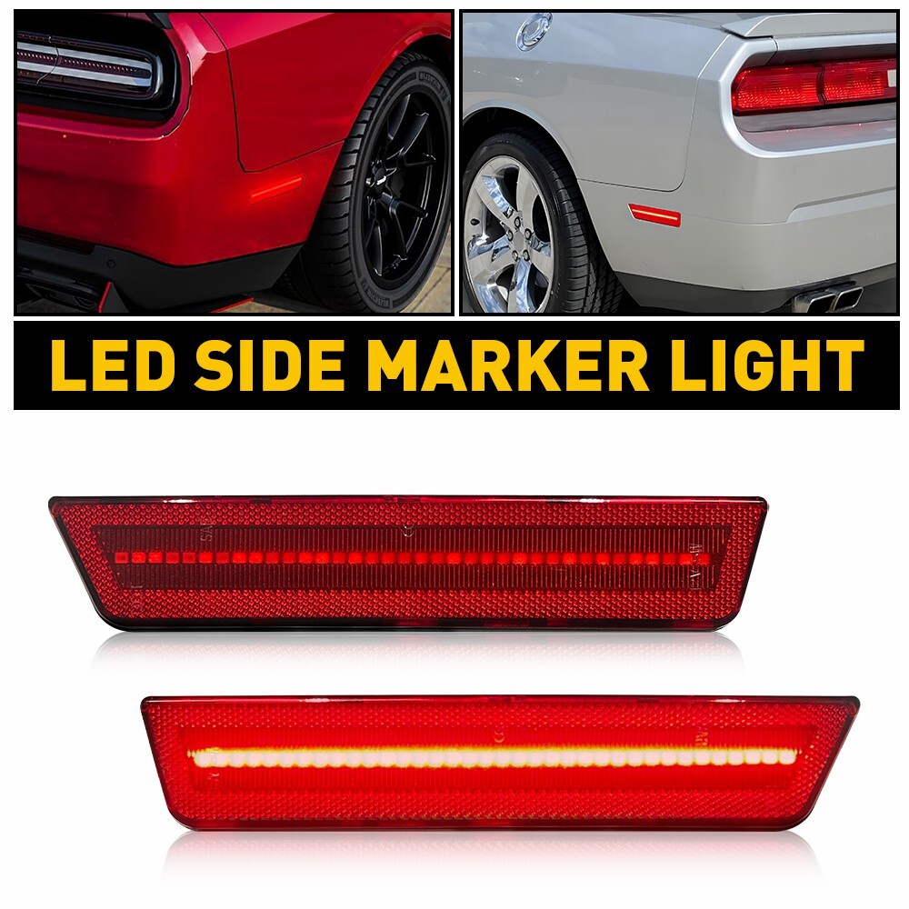 Pair LED Rear Side Marker Lights Turn Signal Lamp For Dodge 2008-2014 Challenger