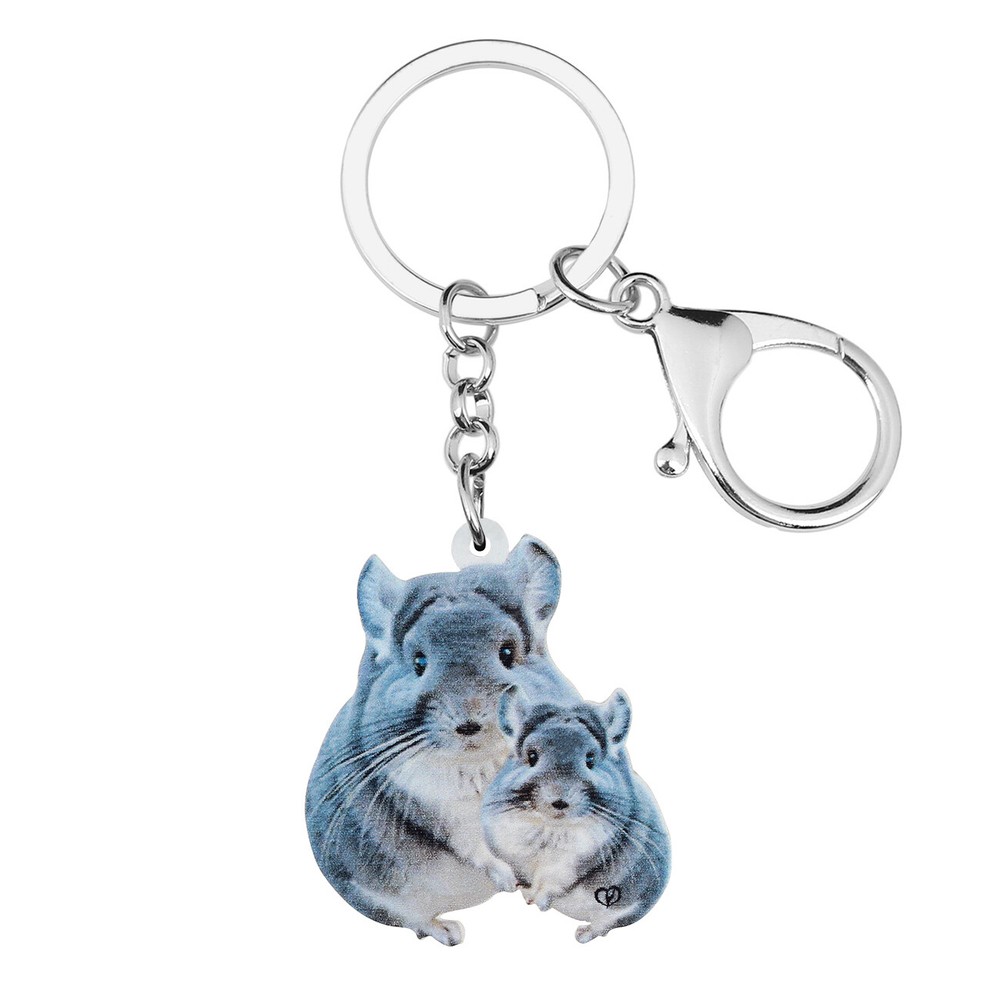 Mothers Day Acrylic Cute Chinchilla Keychains Car Key Rings Animals Charms Gifts