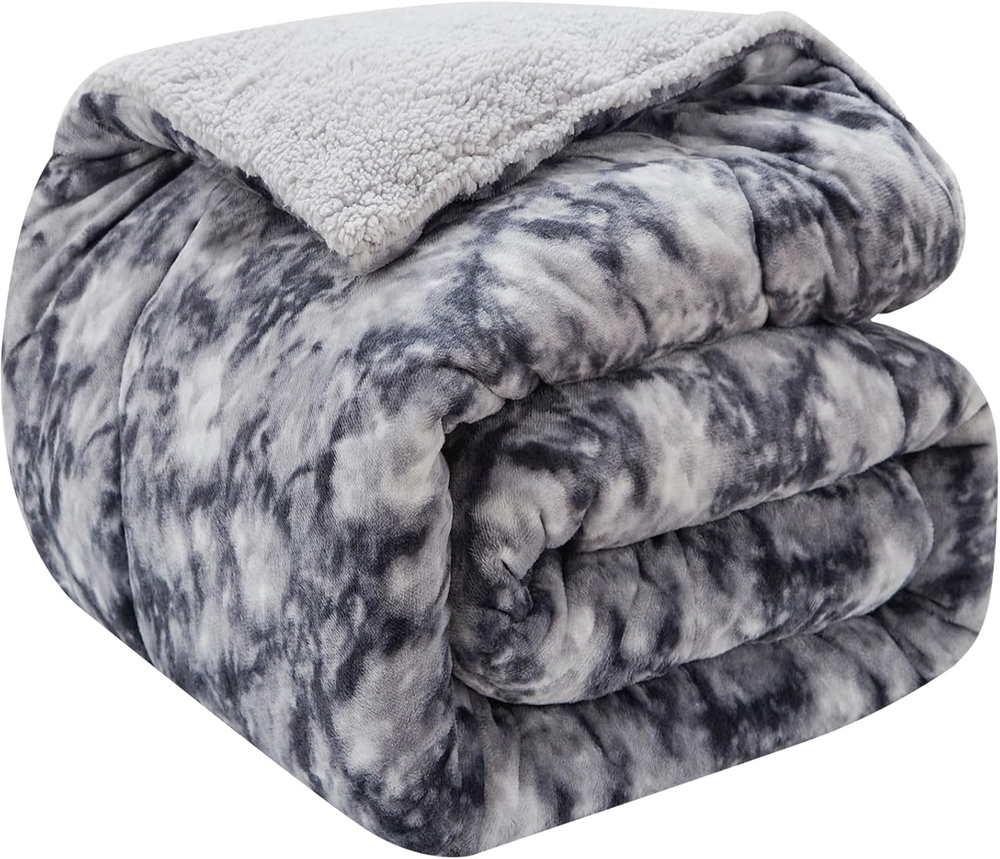 Sherpa Fleece Blanket Queen Size Super Thick, Fuzzy Plush Flannel Blanket for Co