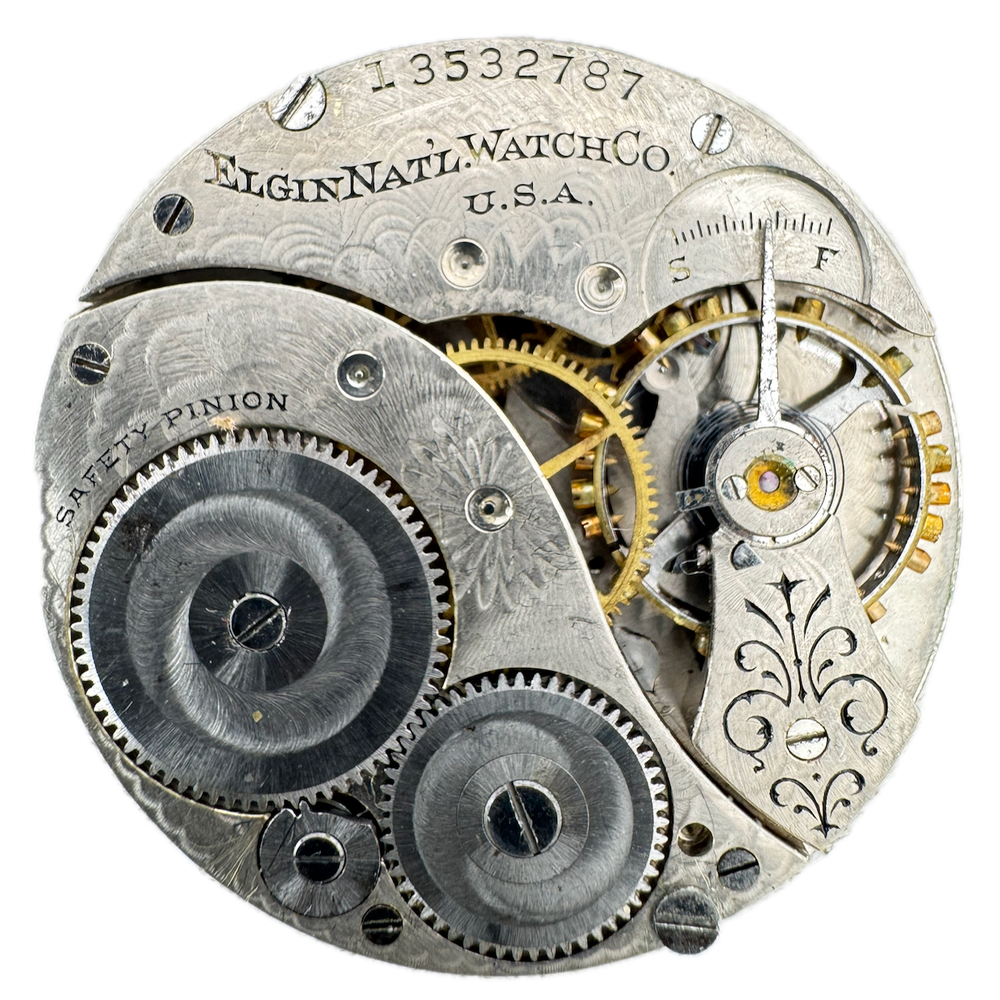 Antique 12s 1909 Elgin 7 Jewel Mechanical Pocket Watch Movement 303 USA