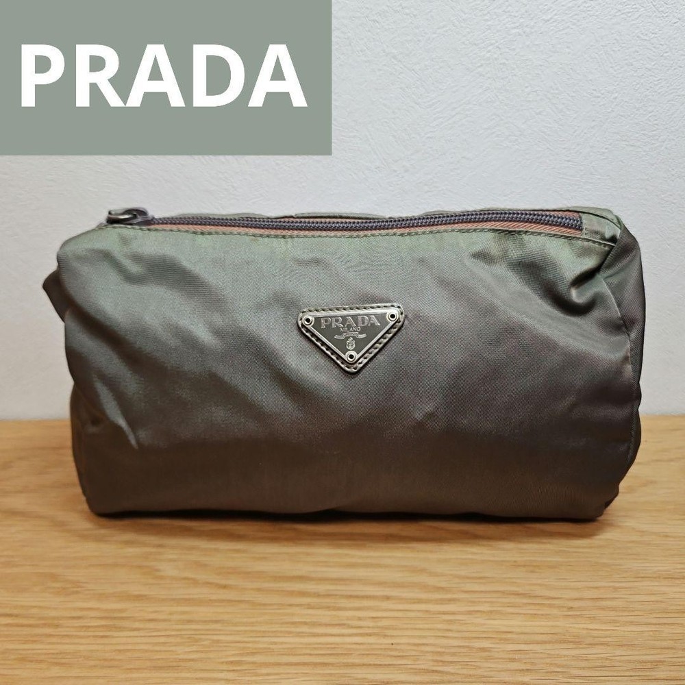 Prada Nylon Light Green Triangle Logo Pouch OM525479