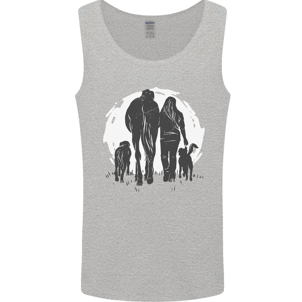 A Horse and Dogs Equestrian Riding Rider Mens Vest Tank Top