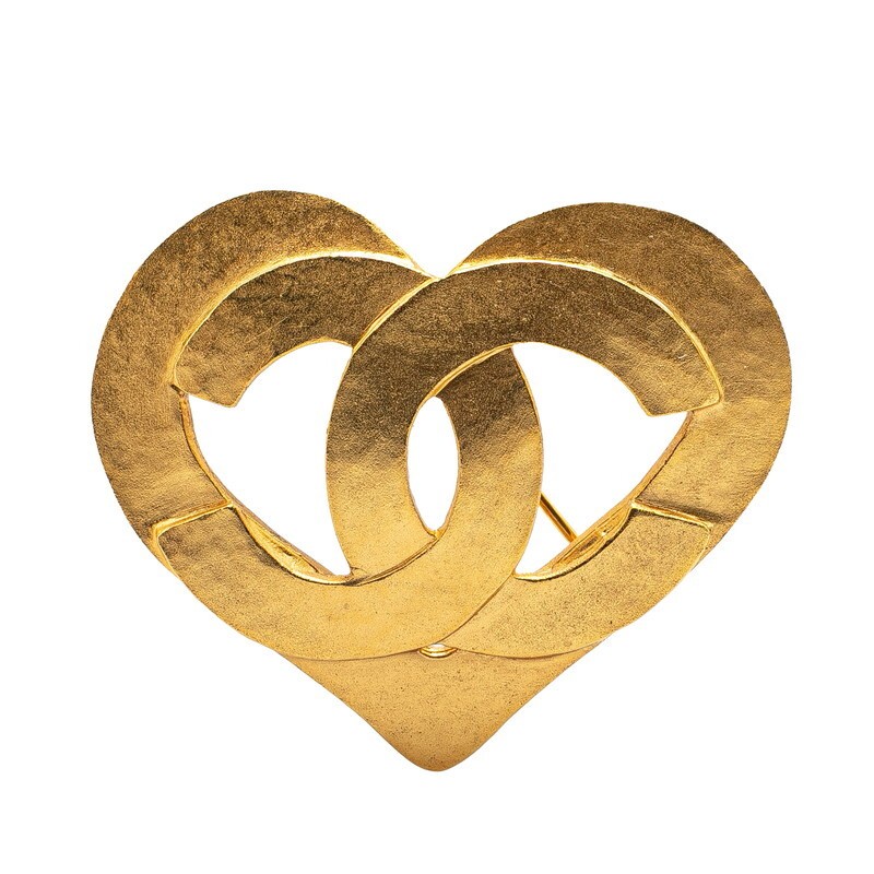 Chanel Vintage Gold Plated Coco Mark Heart Brooch 737158