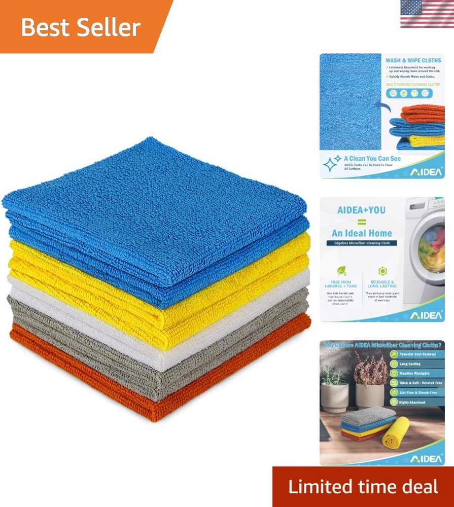 Ultra-Soft 8PK 12x12 Microfiber Cloths for Kitchen Home Car Cleaning