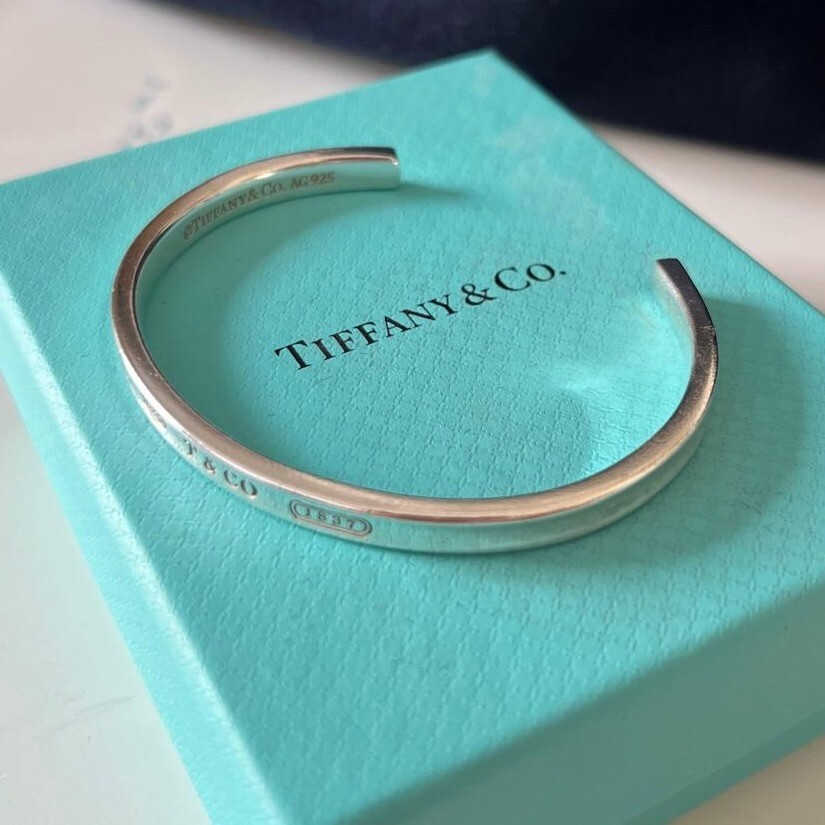 Tiffany & Co 1837 Narrow Sterling Silver Cuff Bangle UK Hallmarked RRP £505