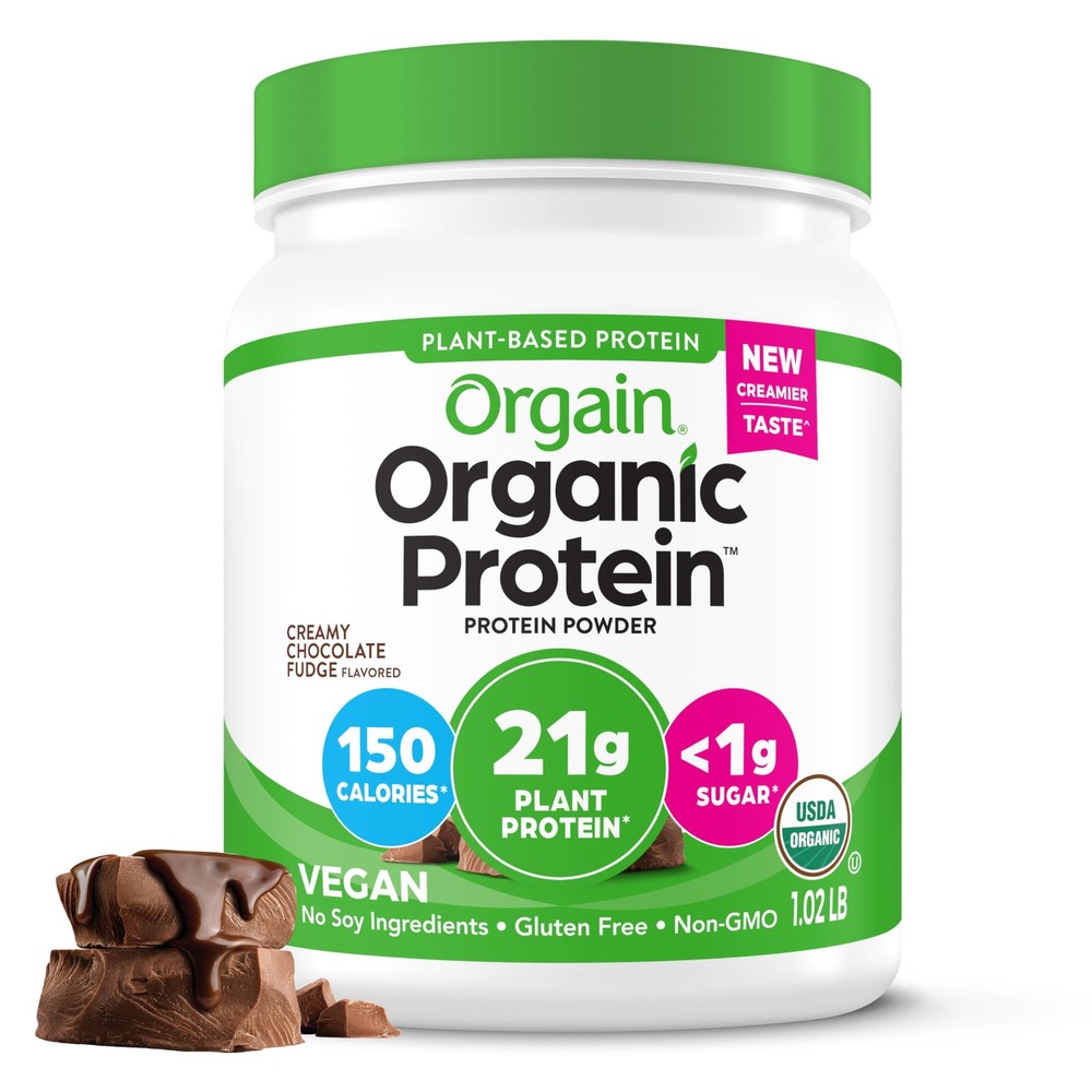 Organic Vegan Protein Powder Creamy Chocolate Fudge - 21g Plant Protein 7g Pr...