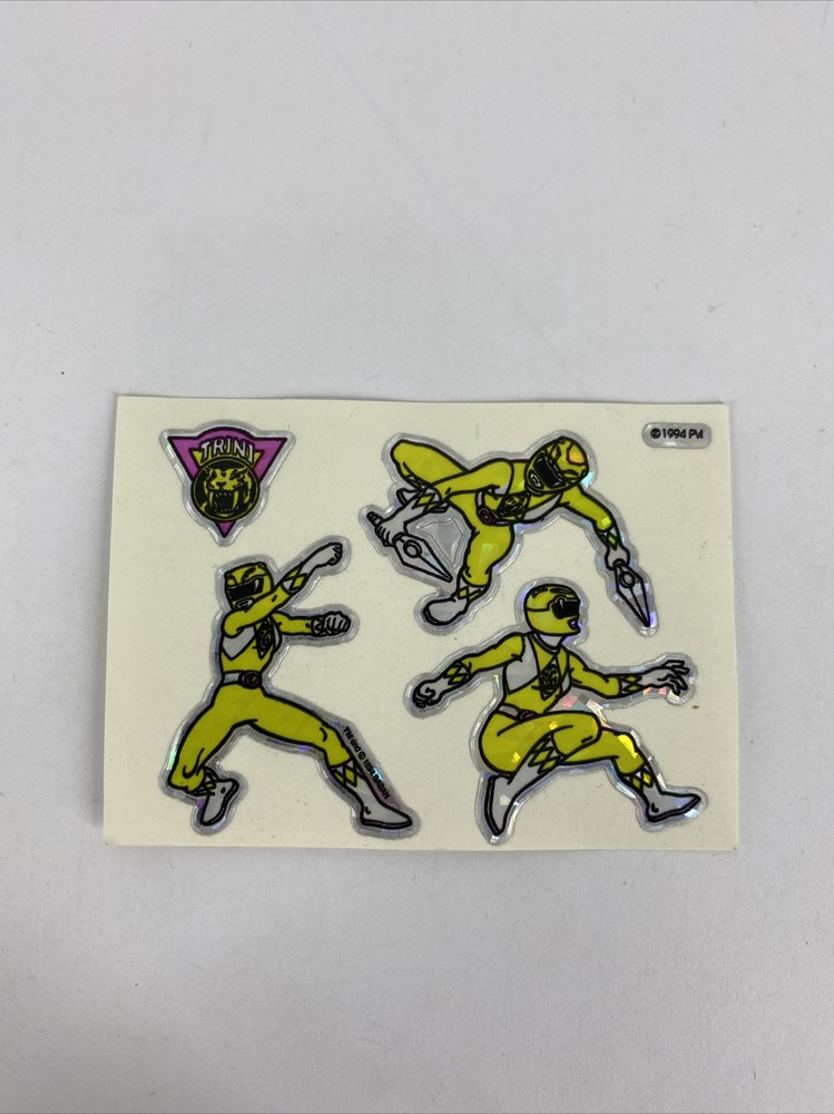 RARE Vintage 1994 Saban Power Rangers Vending Machine Prism Stickers Yellow (45)