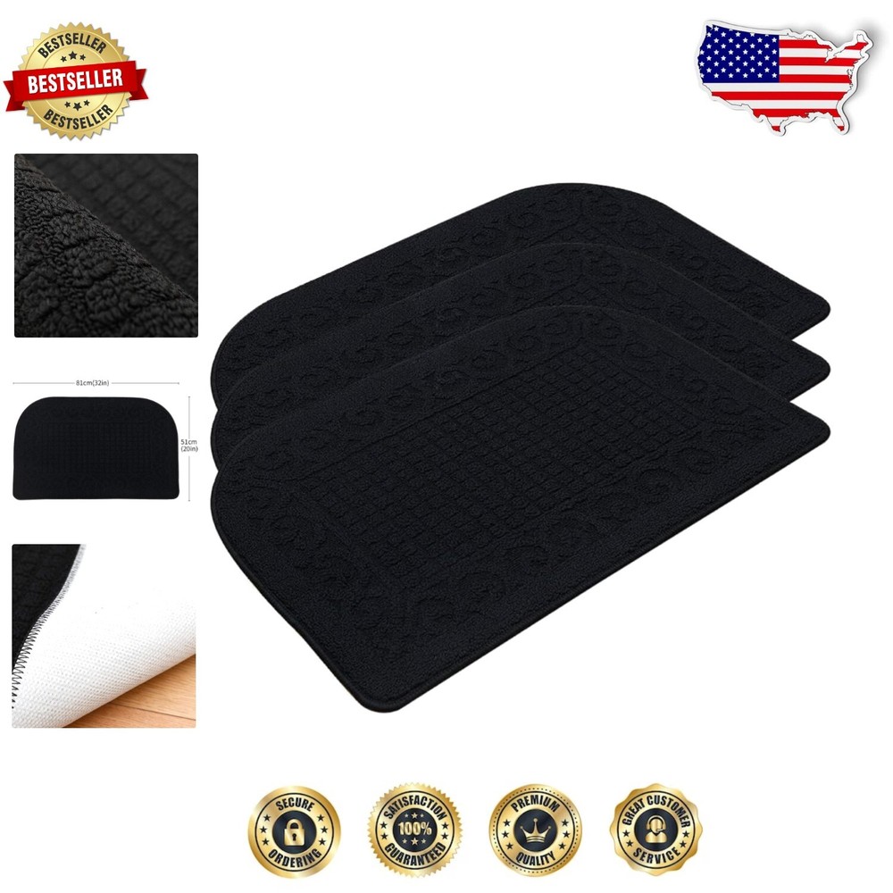 32x20 Inch Non-Slip Washable Kitchen Rugs, Stain-Resistant Set of 3
