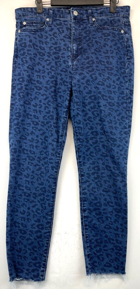 GAP Animal Print Jegging Womens 10/30 Blue Cheetah - Ankle Raw Hem (2894)