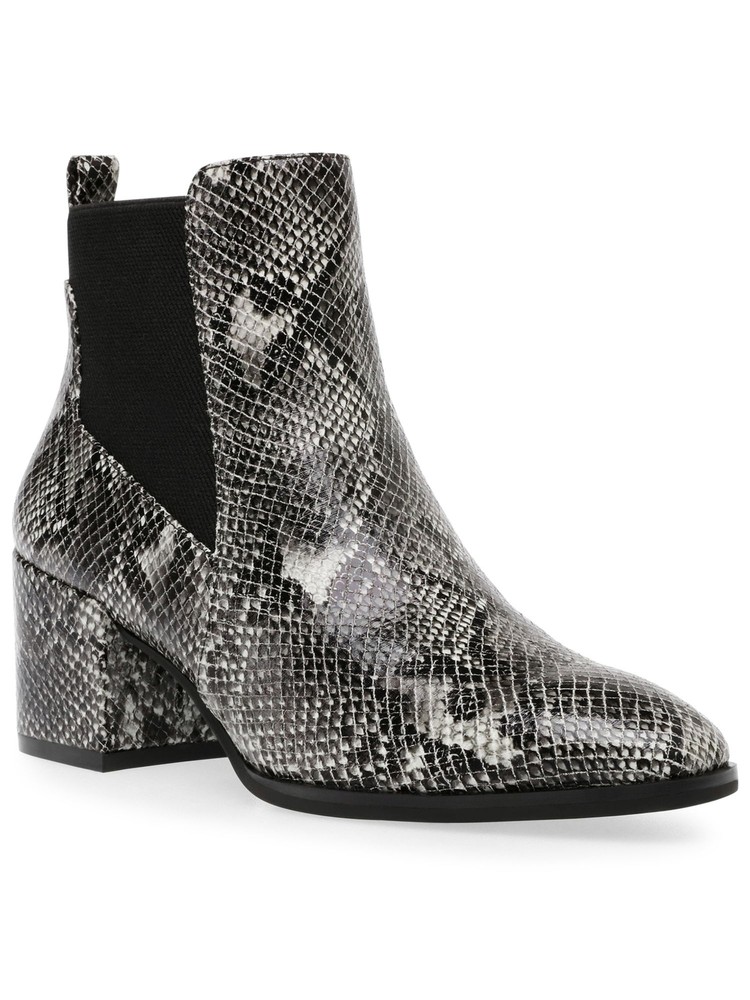 ANNE KLEIN Womens Black Animal Print Side Gussets Booties 5 M
