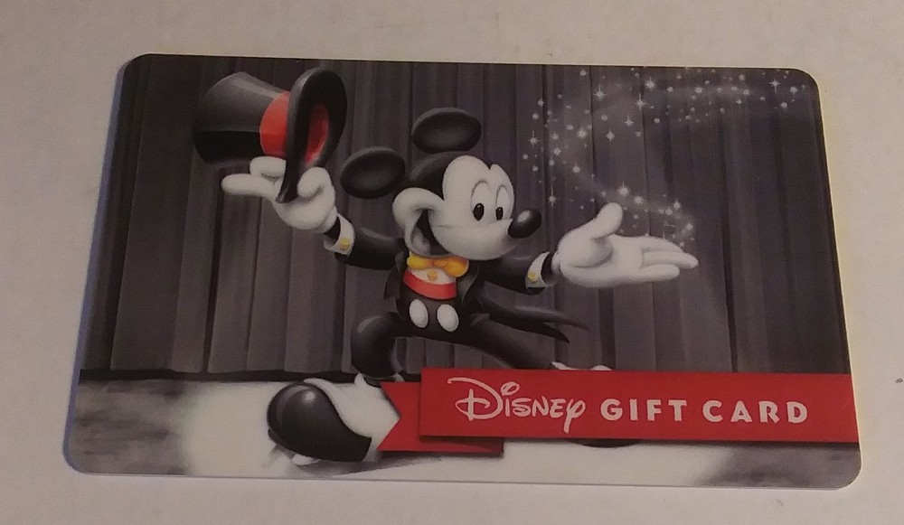 Disney Gift Card Mickey Mouse Top Hat Design No Balance