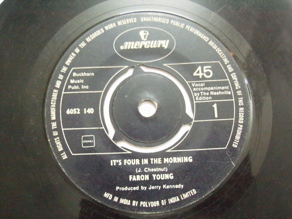 FARON YOUNG four in morning/miles RARE SINGLE 7