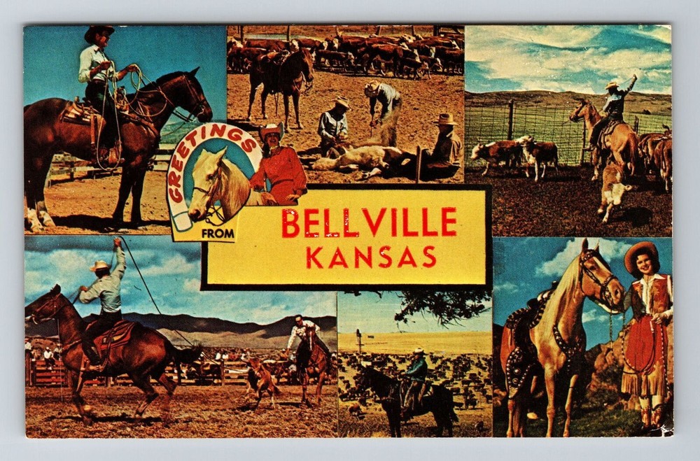 Bellville KS-Kansas, Scenic Greetings, Landmarks, Vintage Postcard