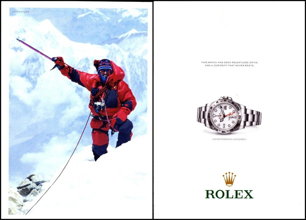 ROLEX Explorer Ed Viesturs Original 2016 Print Ad 2 Pages!!