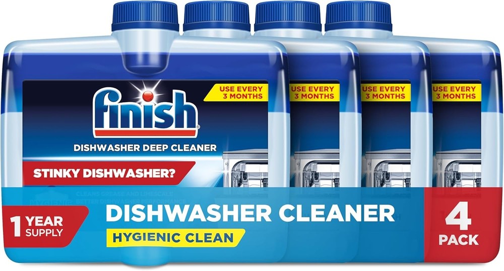 Finish Dishwasher Cleaner Liquid Deep Clean Grease Limescale Odor Control 4 Pack