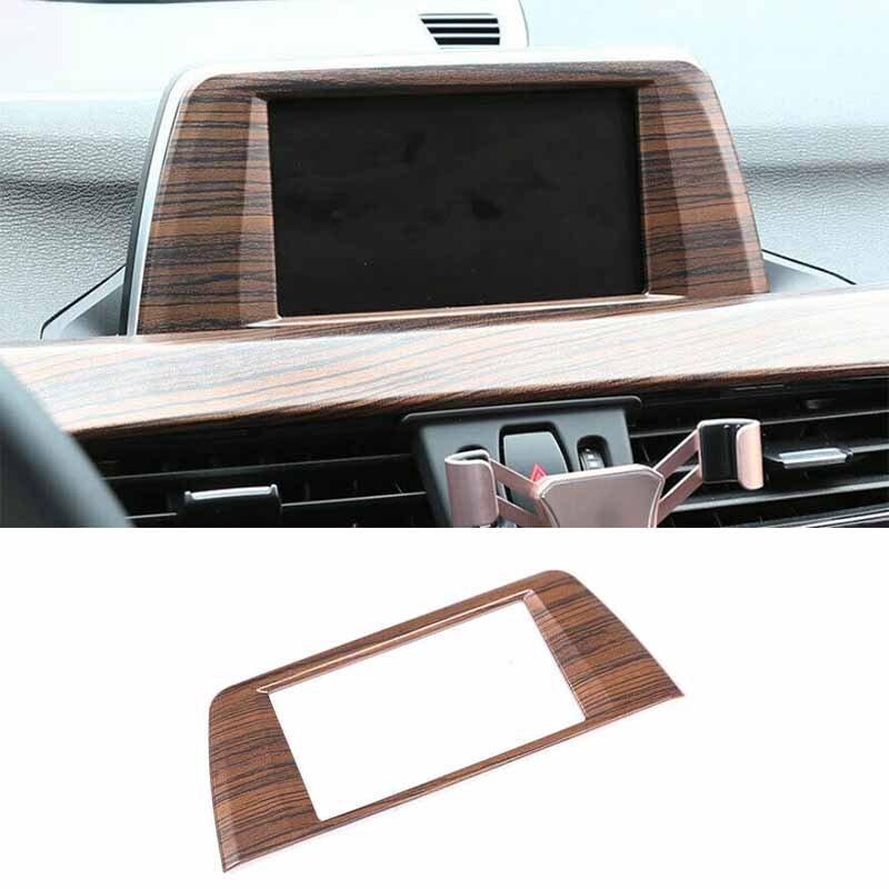 Car GPS Navigation Cover Frame Decor Trim 2016-21 Pine Wood Grain For BMW X1 F48