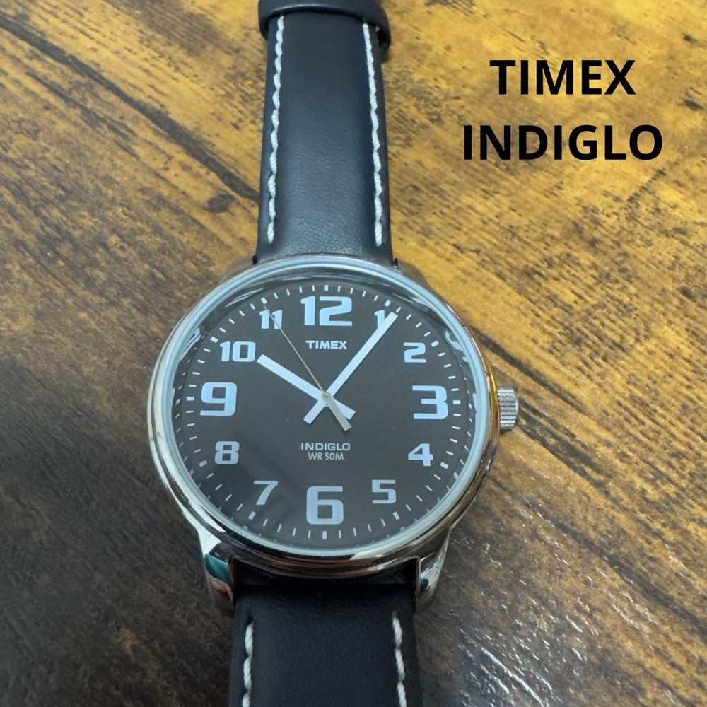 Timex Indiglo Men's Quartz Watch Black Dial, Stainless Steel, Near Mint