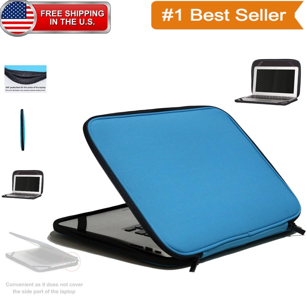 Blue 15.6-Inch Protective Laptop Sleeve - Soft-Shell Slim Case for Easy Travel