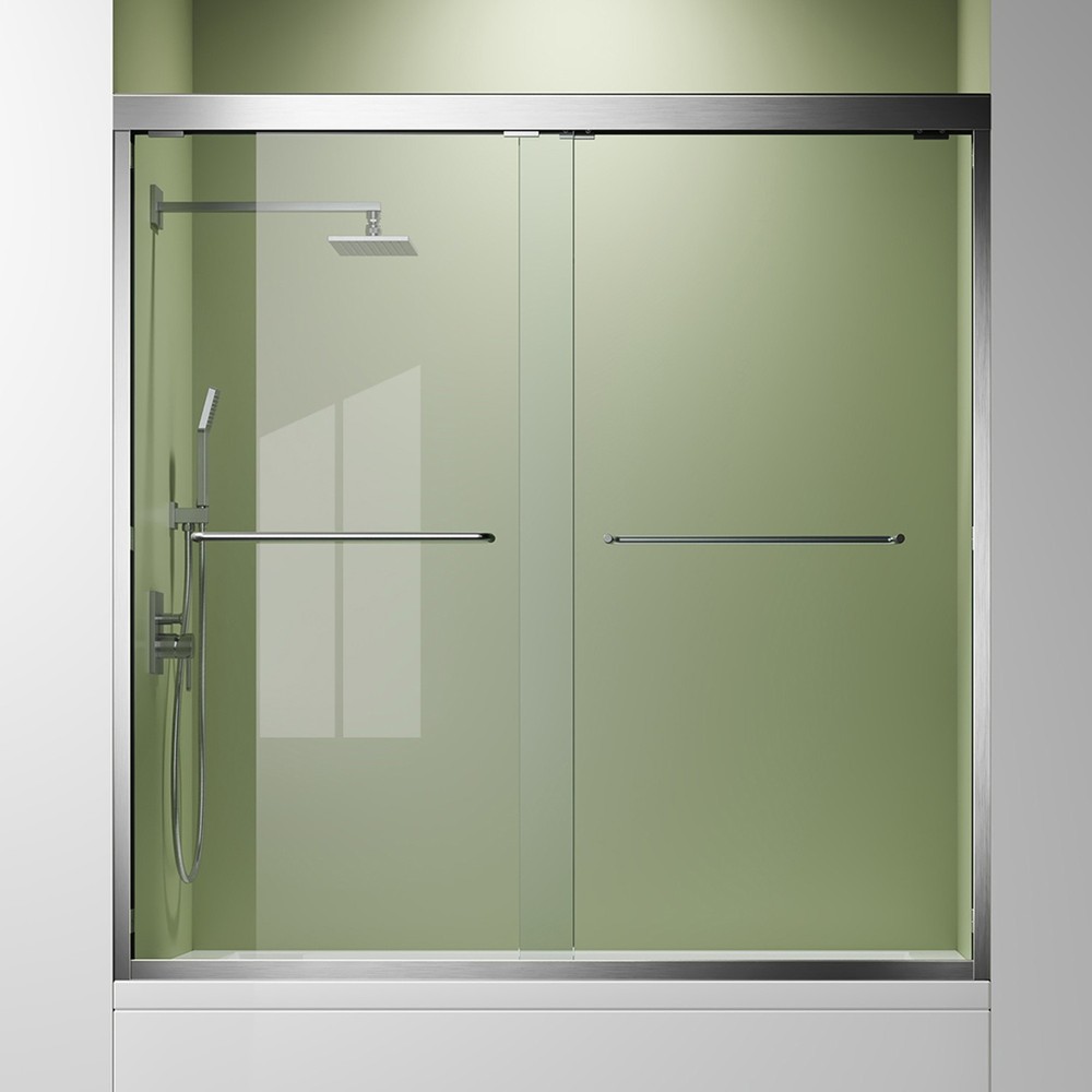 60x62 Frameless Silver Shower Door Durable Sleek Enclosure for Modern Bathrooms