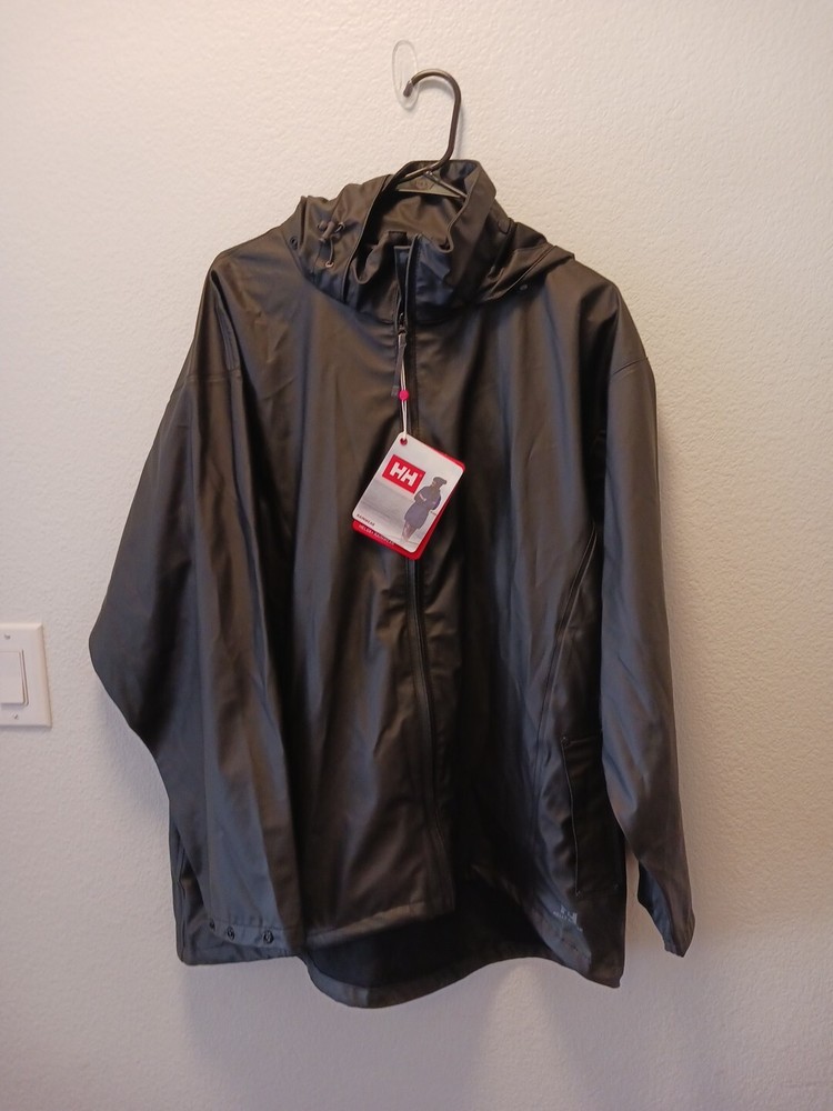 Helly Hansen Womens Voss Black Helox+ Rain Jacket Size 2XL Waterproof