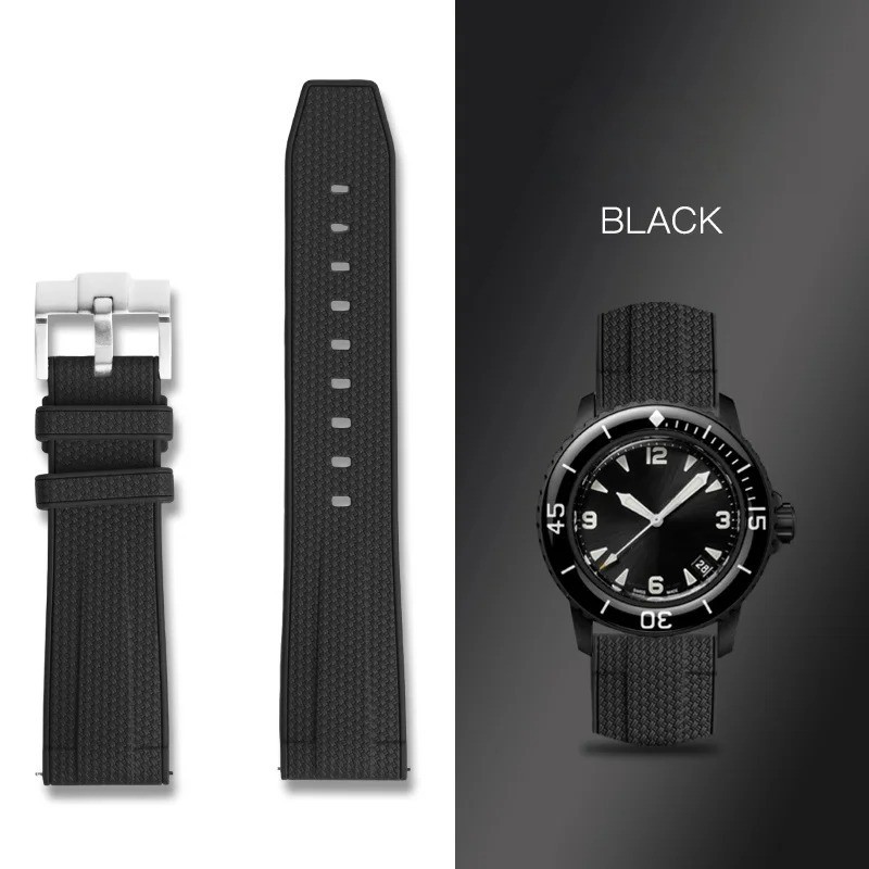 Black Rubber Strap for Fifty Fathoms 21mm Quick Release for Swatch x Blancpain