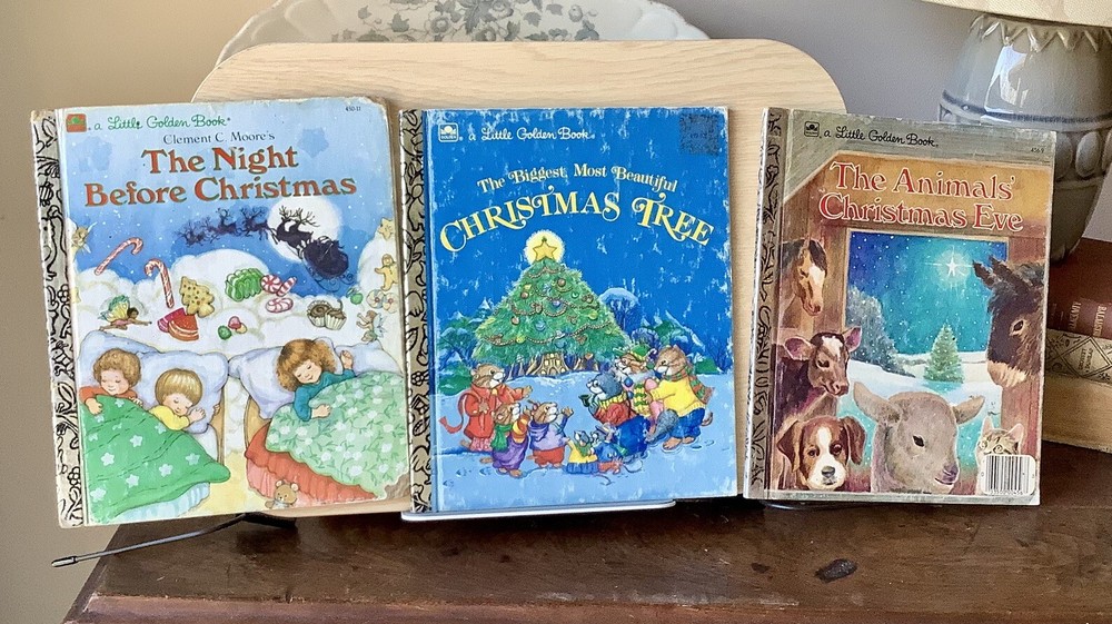 Vintage Little Golden Christmas Book Set 1977 1985 1987 Holiday Tree