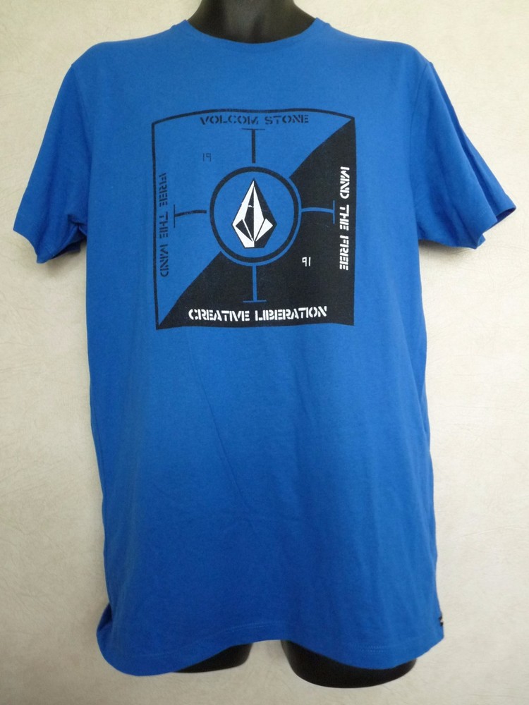 NWT VOLCOM STONE FREELY MEN'S TEE SHIRT MATURE BLUE MEDIUM M  Vv45