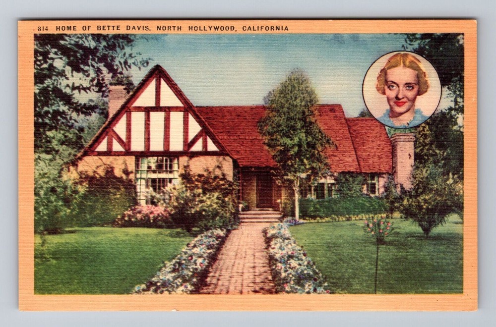 North Hollywood CA-California, Home Of Bette Davis, Vintage Postcard