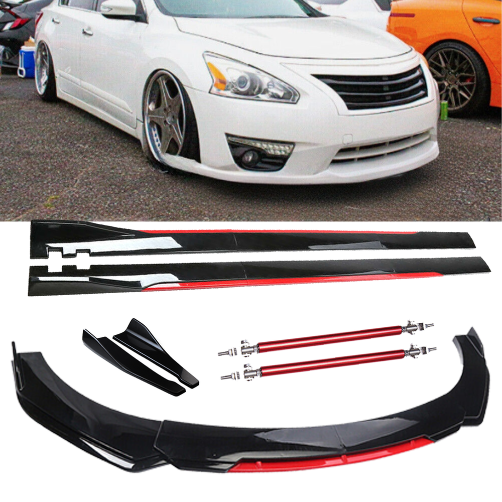Nissan Altima Front Bumper Lip Spoiler Splitter Glossy Black Red Body Kit  