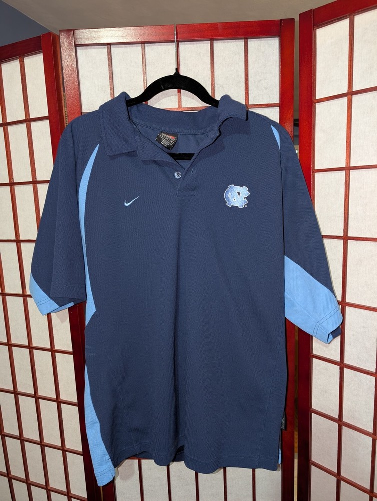 Vintage UNC Tar Heels Mens Large Nike Team Dri-Fit Polo Shirt Short Sleeve NCAA