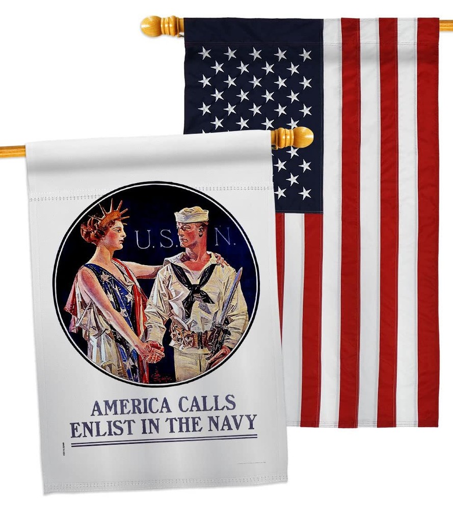 USBrotherhood Enlist in The Navy House Flag Pack Armed Forces USN Seabee Unit...
