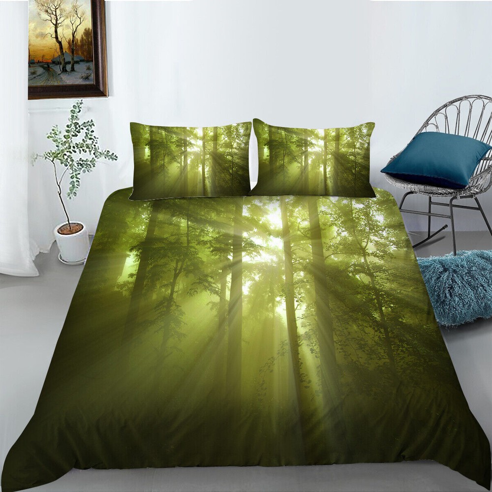 Tropical Rain Forest Sunshine Duvet Quilt Cover Queen Bedding Set Pillowcase