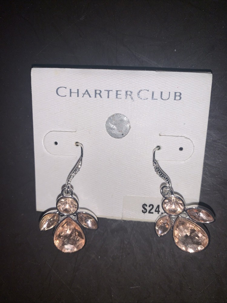Charter Club Light Pink Crystal angel Dangling Earrings