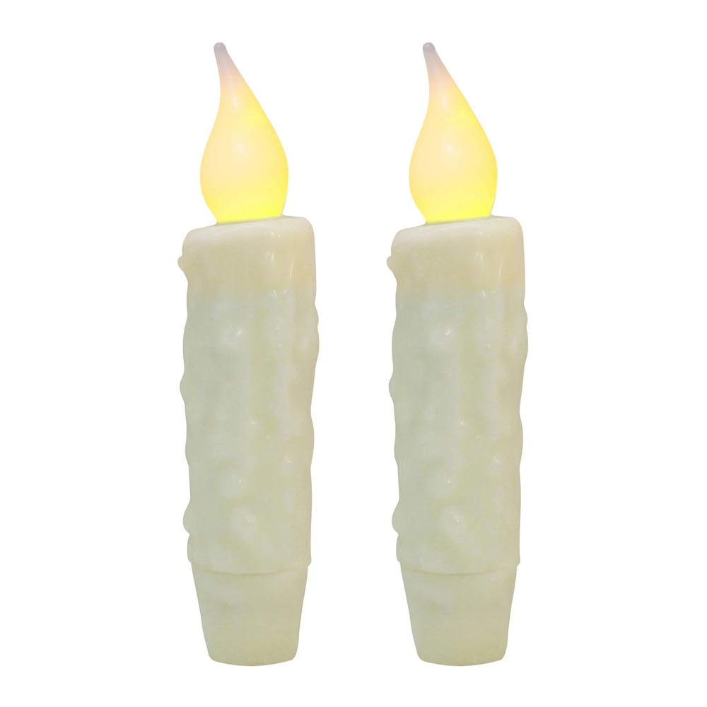 Battery Operated LED Timer Taper Candles with Real Wax by CVHOMEDECO