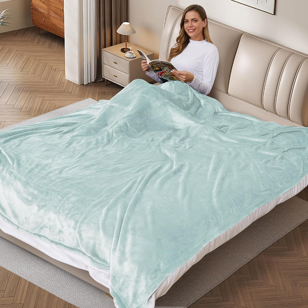 SUNNY HEAT Heated Electric Blanket Full Size 72“X84” - Cozy Warm Flannel Heated
