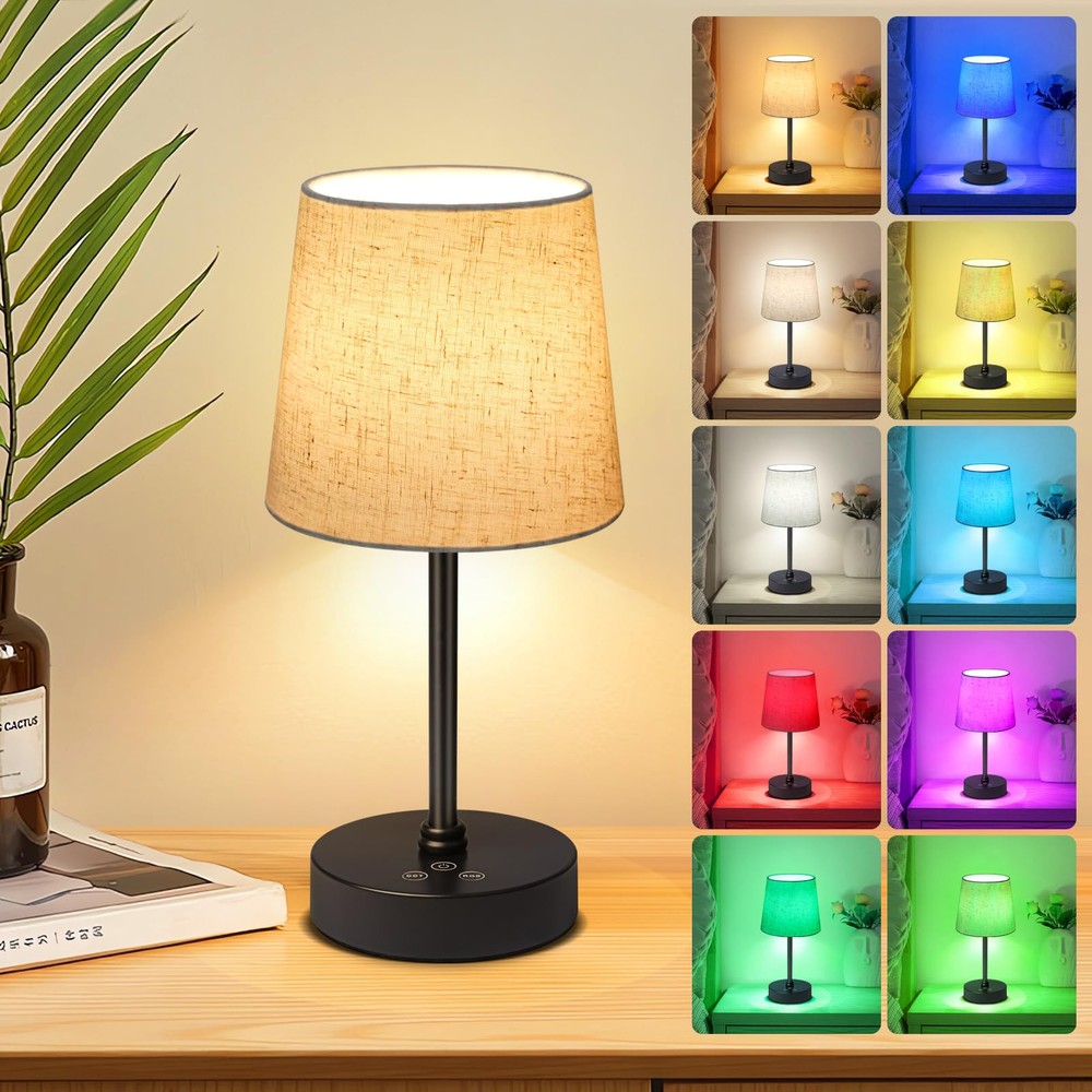 Small Cordless Table Lamp,5000mAh Rechargeable Battery Operated Desk Lamp,3Co...