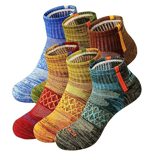 Men's Large Athletic Socks 6-Pack Cushioned Size 10-13 Mix Colors