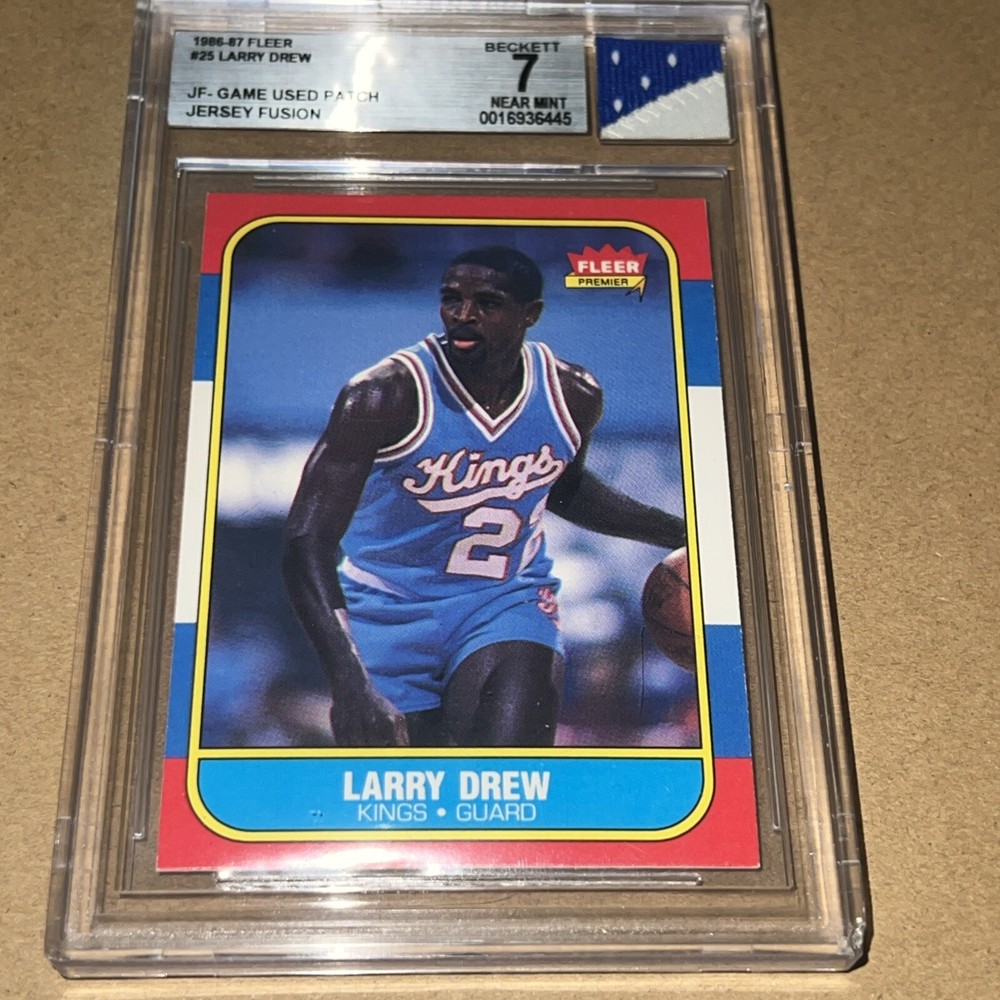 Larry Drew 1986 Fleer- Jersey Fusion GU Patch BGS 7