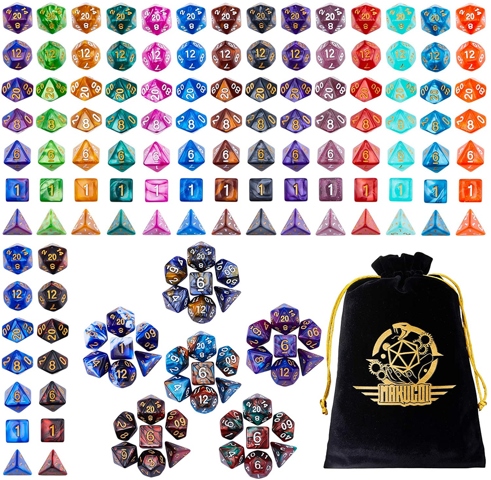 140Pcs DND Dungeons And Dragons Polyhedral Dice Set Lot Rpg Dice Game Bulk Kit