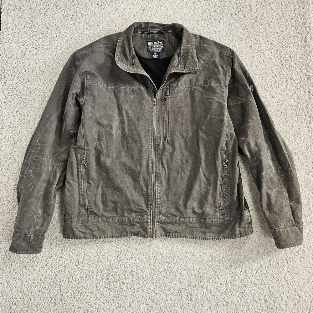 Kuhl Burr Jacket Lined Full Zip Outdoor Mens XXXL Green Gunmetal Patina Dye