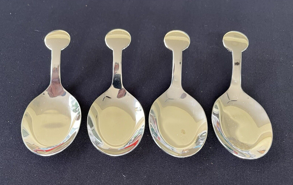 Set Of 4 FORTESSA Tea Caddy Spoon Fine Quality Stainless Steel 18/10 EUC
