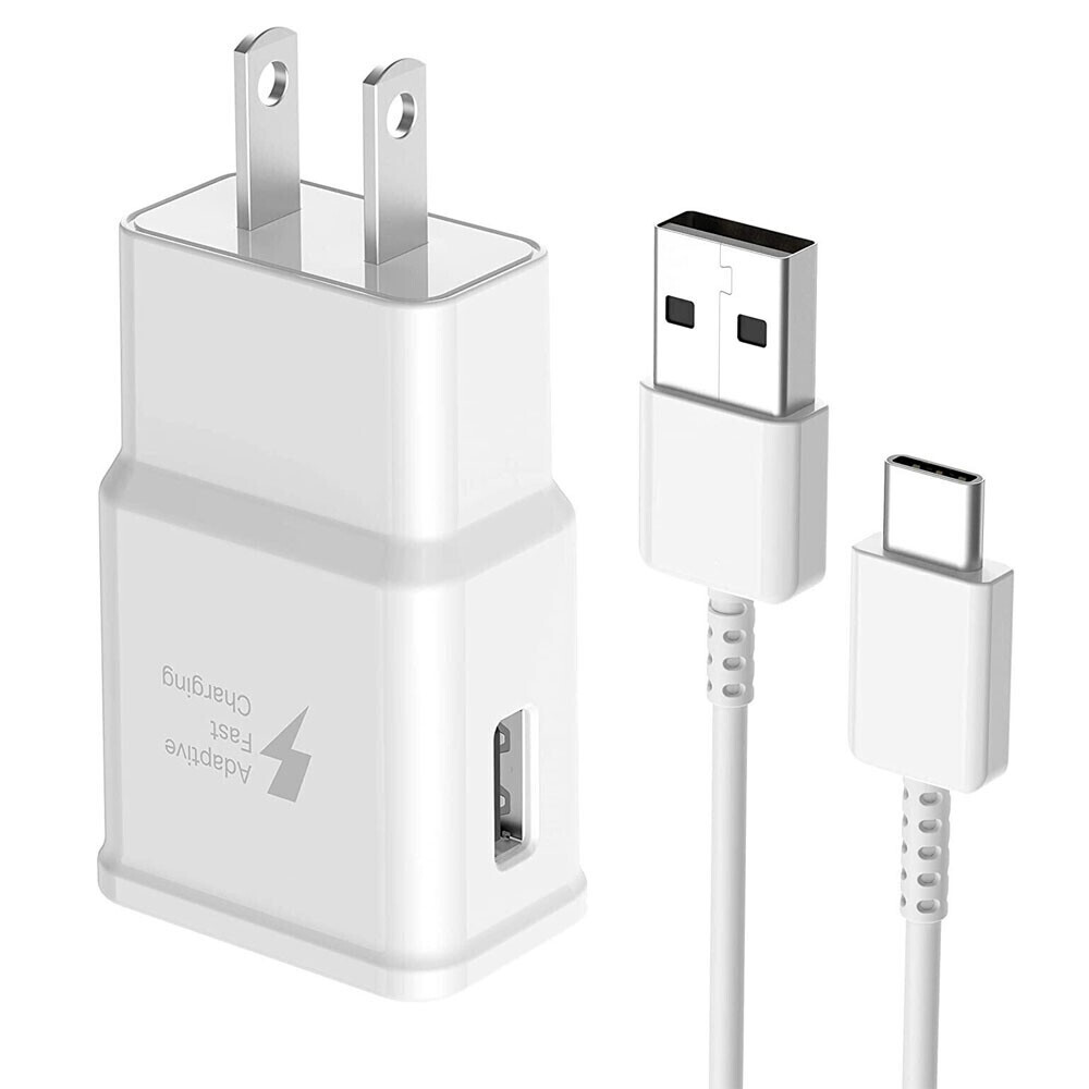 Samsung Galaxy S21-S24 USB-C Fast Charger Plug & Cable White