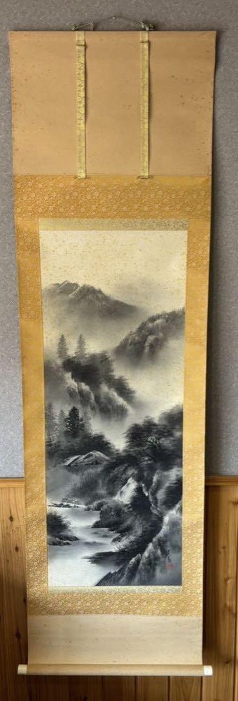Hanging Scroll / Landscape, Summer Climax Brush, Scroll, Antique, Long Item, Box
