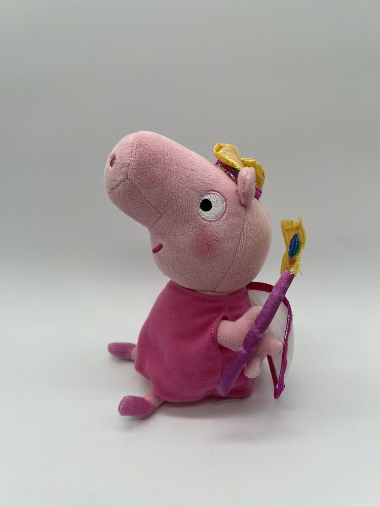TY Princess Peppa Pig Plush Beanie Baby Fairy Crown Wings Wand Pink Rare