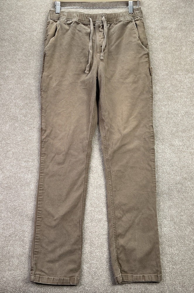 Katin Pants Mens Medium Brown Elastic Waist Utility Carpenter Cotton Stretch