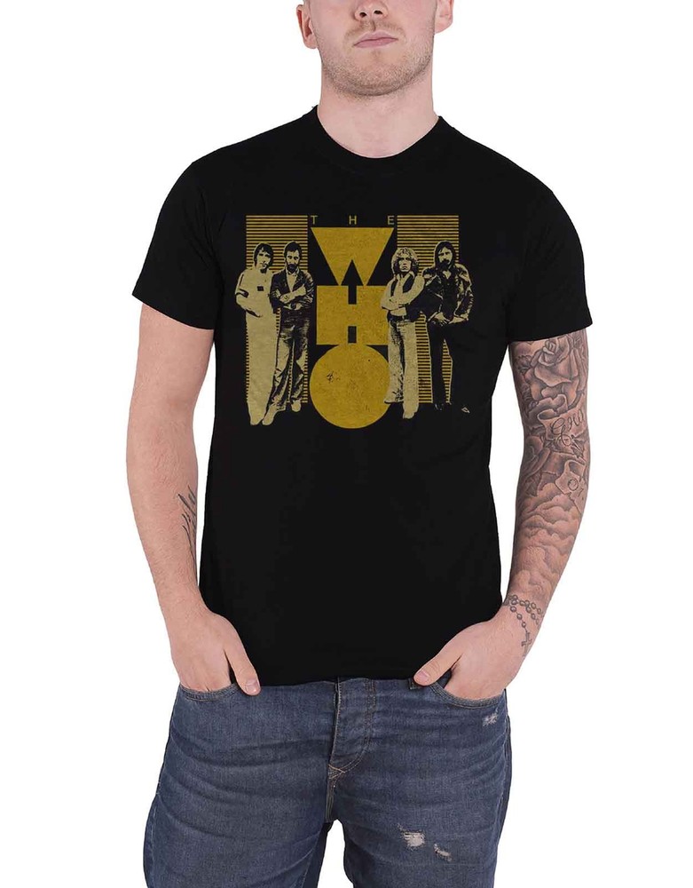 Retro Yellow Band Logo Official The Who Men’s Black T-Shirt