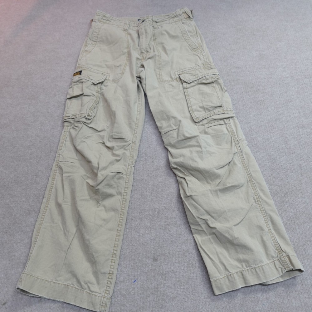 Polo Jeans Ralph Lauren Pants 30 Beige Cargo Ripstop Side Adjusters Y2K